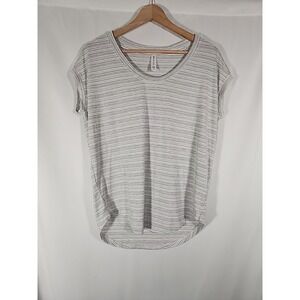Athleta Cloudlight Stratus Tee Shirt Gray Stripe Athleisure Womens Small 657827
